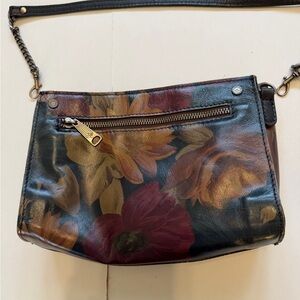 Patricia Nash small leather shades of brown floral crossbody.